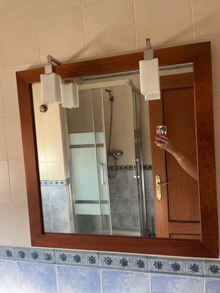 Espejo de baño madera y cristal