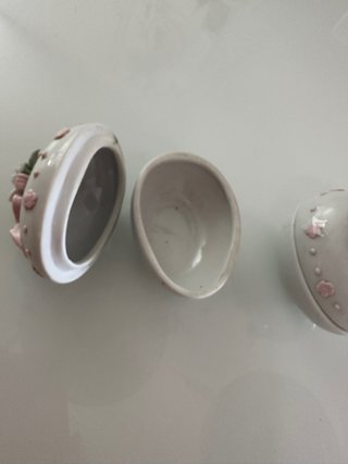 2 Joyeros Huevo Porcelana Flores