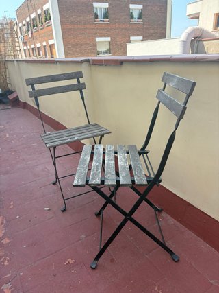 2 Ikea Sillas Terraza Plegables Madera y Metal