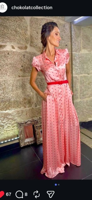 Vestido eventos Chokolat lunares rosa talla 40