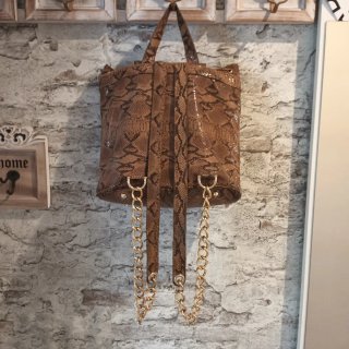 Bolso de serpiente marrón y dorado