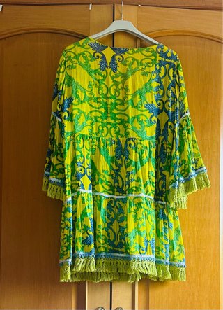 Vestido bordados abalorios flecos bojo chic