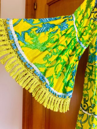 Vestido bordados abalorios flecos bojo chic