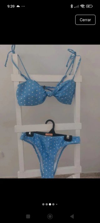 Bikini azul lunares con etiquetas Talla M