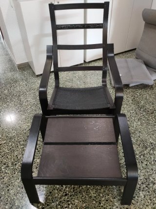 Sillón Poäng Ikea + reposapiés Tela Madera