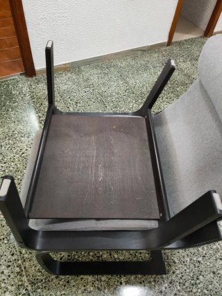 Sillón Poäng Ikea + reposapiés Tela Madera