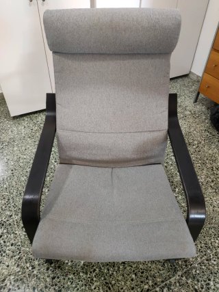 Sillón Poäng Ikea + reposapiés Tela Madera