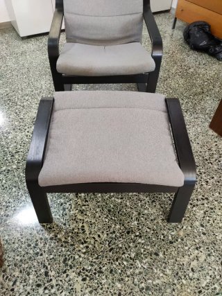 Sillón Poäng Ikea + reposapiés Tela Madera