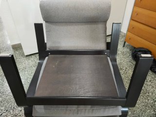 Sillón Poäng Ikea + reposapiés Tela Madera
