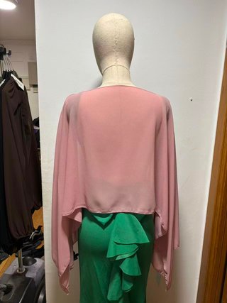 Chal capa gasa rosa palo