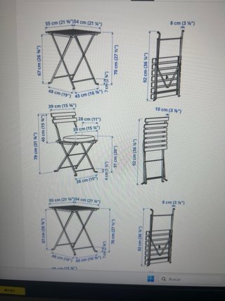 Tavolo e sedie pieghevoli da terrazzo