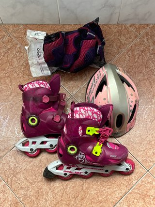 Patines Oxelo niña Talla 32-35 + Casco y Proteccio