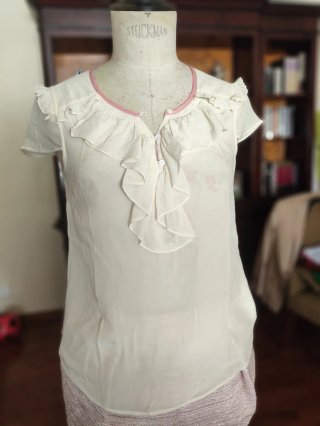Blusa Massimo Dutti Beige y Rosa