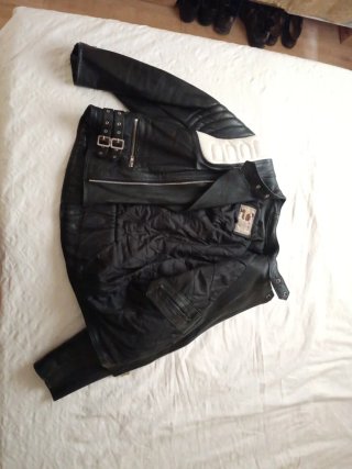 Chaqueta de cuero Biker Negra y Blanca