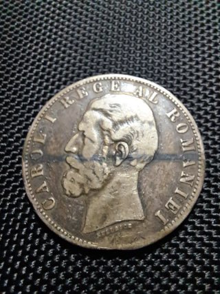 Moneda 5 Lei 1883 Plata Rumania Carol I