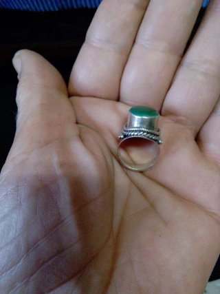 Anillo Plata Antigua Piedra Jade Mate