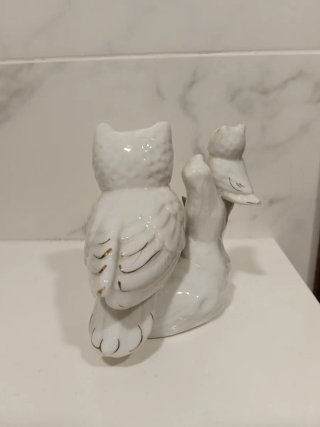 Figura decorativa de búhos de cerámica