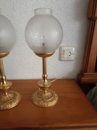 2 Lámparas de Mesilla Estilo Quinqués Doradas