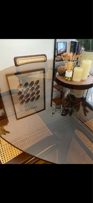 Mesa redonda de comedor en cristal