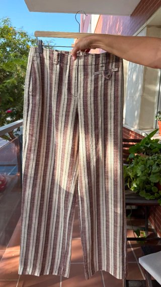 Pantalón Zara Rayas Beige y Marrón