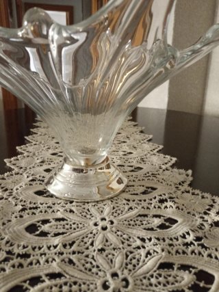 Centro de mesa cristal y metal