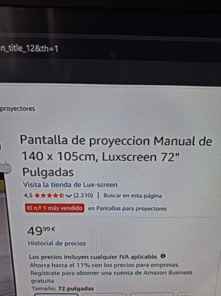 Pantalla de Proyector 72 4K Full HD 3D