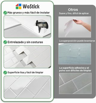 Lote 20 Azulejos Adhesivos 3D WoStick Blanco
