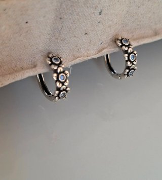 Pendientes Plata Flor Azul