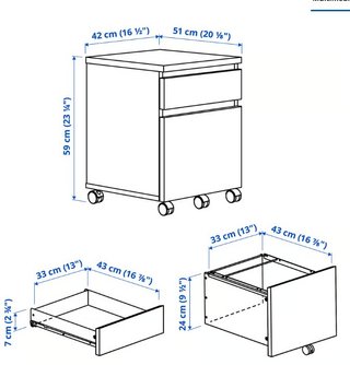 Cajonera Malm Ikea con ruedas