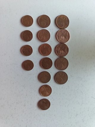 16 monete 1/2/5 centesimi per collezionisti
