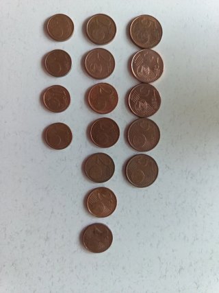 16 monete 1/2/5 centesimi per collezionisti