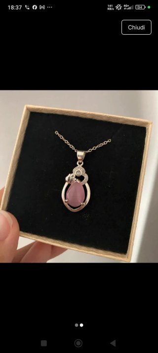 Collana Argento 925 con Pietra Rosa