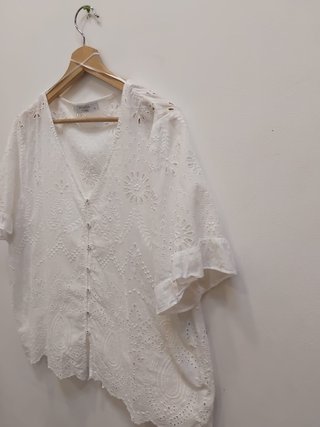 Blusa Blanca de Bordado Suizo Woman El Corte Inglé