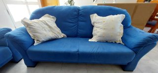Conjunto 2 sofás piel azul