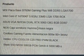 PC Gaming i7-14700KF + RTX 5060 8GB | 8GB DDR5 |
