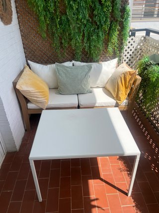 Sofá de exterior Sklum madera y tela