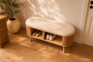Banco zapatero madera y ratán- Maison du Monde