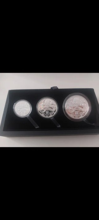 Set 3 Monedas Plata Australia Lunar Dragón 2024