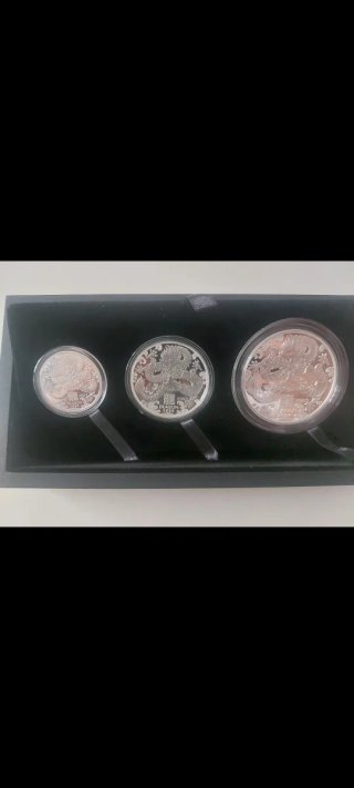 Set 3 Monedas Plata Australia Lunar Dragón 2024
