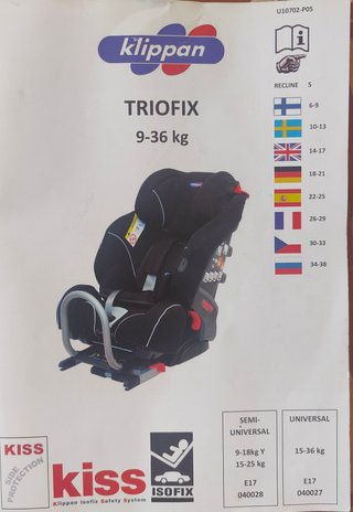 Silla coche a contra marcha. Isofix/Cinturón