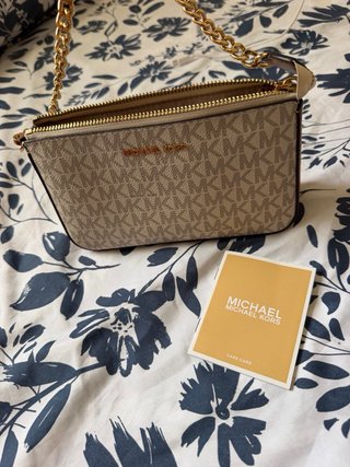 Bolso Michael Kors Beige y Dorado Nuevo