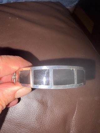 Brazalete Plata 925 Incrustaciones Negras
