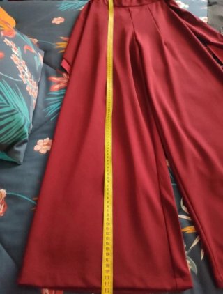 Pantalón ancho burdeos mujer