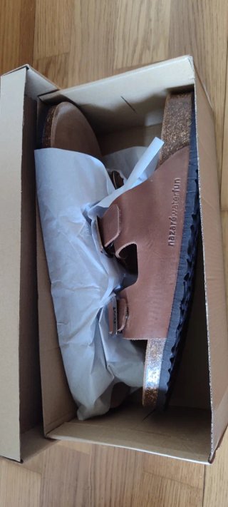 Zapatillas cuero y corcho nwt marrones