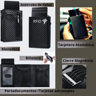 Cartera Hombre con Tarjetero Automático y Monedero