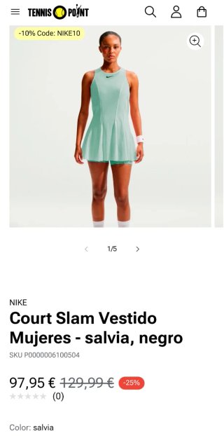 Vestido Nike CourtSlam. Talla S. NUEVO, ETIQUETA