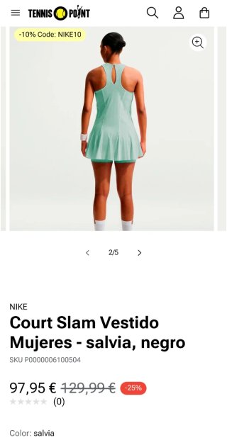 Vestido Nike CourtSlam. Talla S. NUEVO, ETIQUETA