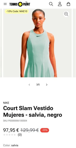 Vestido Nike CourtSlam. Talla S. NUEVO, ETIQUETA