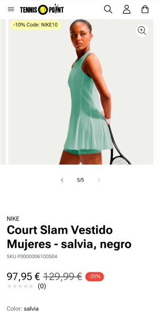 Vestido Nike CourtSlam. Talla S. NUEVO, ETIQUETA