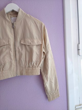 Chaqueta Bomber Mango Talla XS Beige